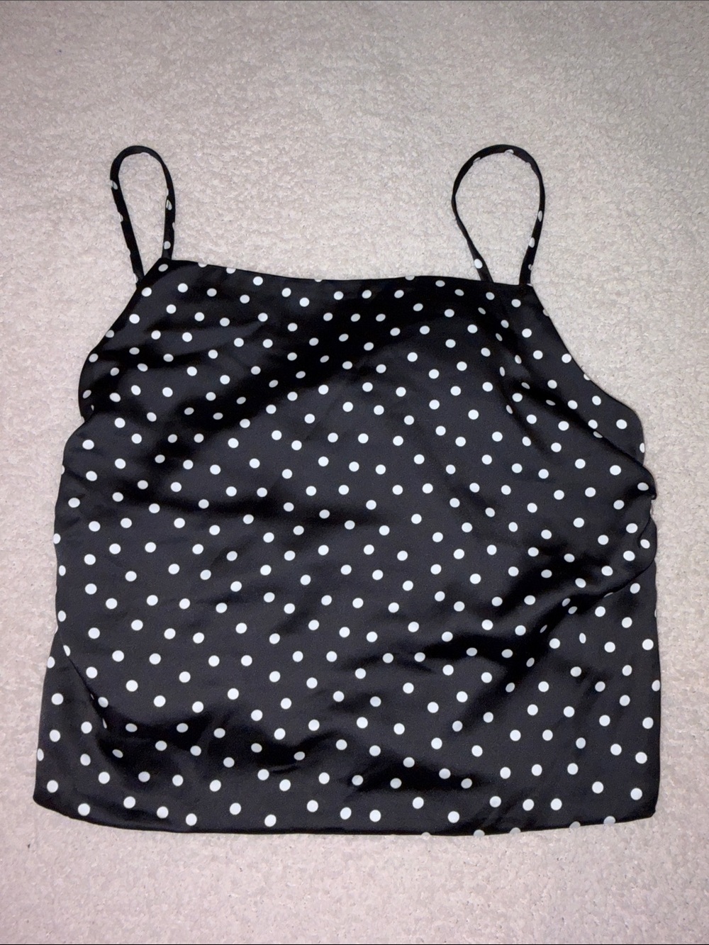 House of Harlow 1960 Black Polka Dot Satin Cami Top
